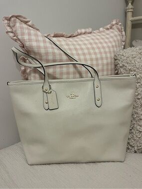 Coach Leather Tote with Gold Hardware